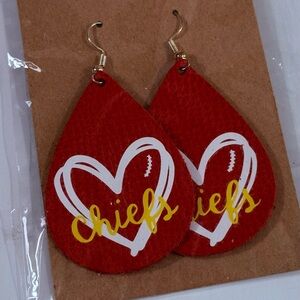 NEW Red Heart Chiefs Earrings